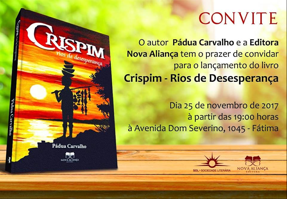 Lançamente do livro Crispim - Rios de desesperança, hoje na Livraria Entrelivros