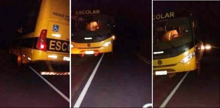 ônibus escolar fica sem combustível na br-115