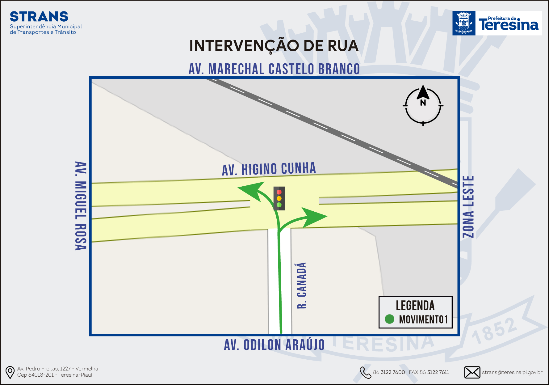 mapa de novo semáforo zona sul de Teresina